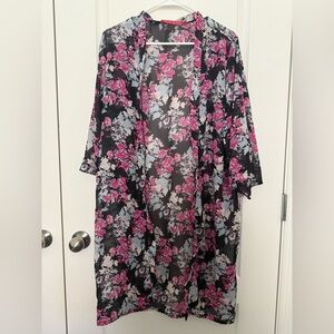 Hot Kiss Floral Sheer Coverup - Pink and Black